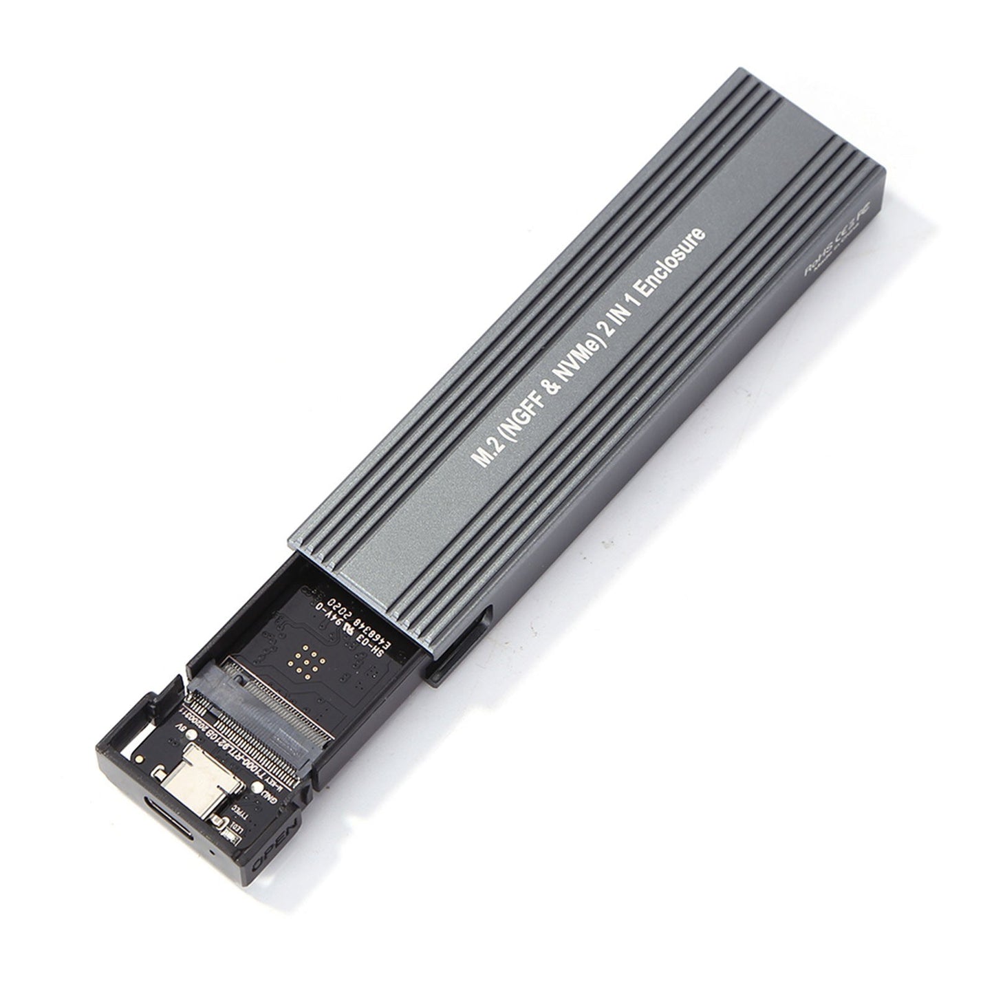 M.2 SSD Enclosure NVMe PCIe & NGFF SATA to USB-C 3.1 Adapter Dual Protocol Case