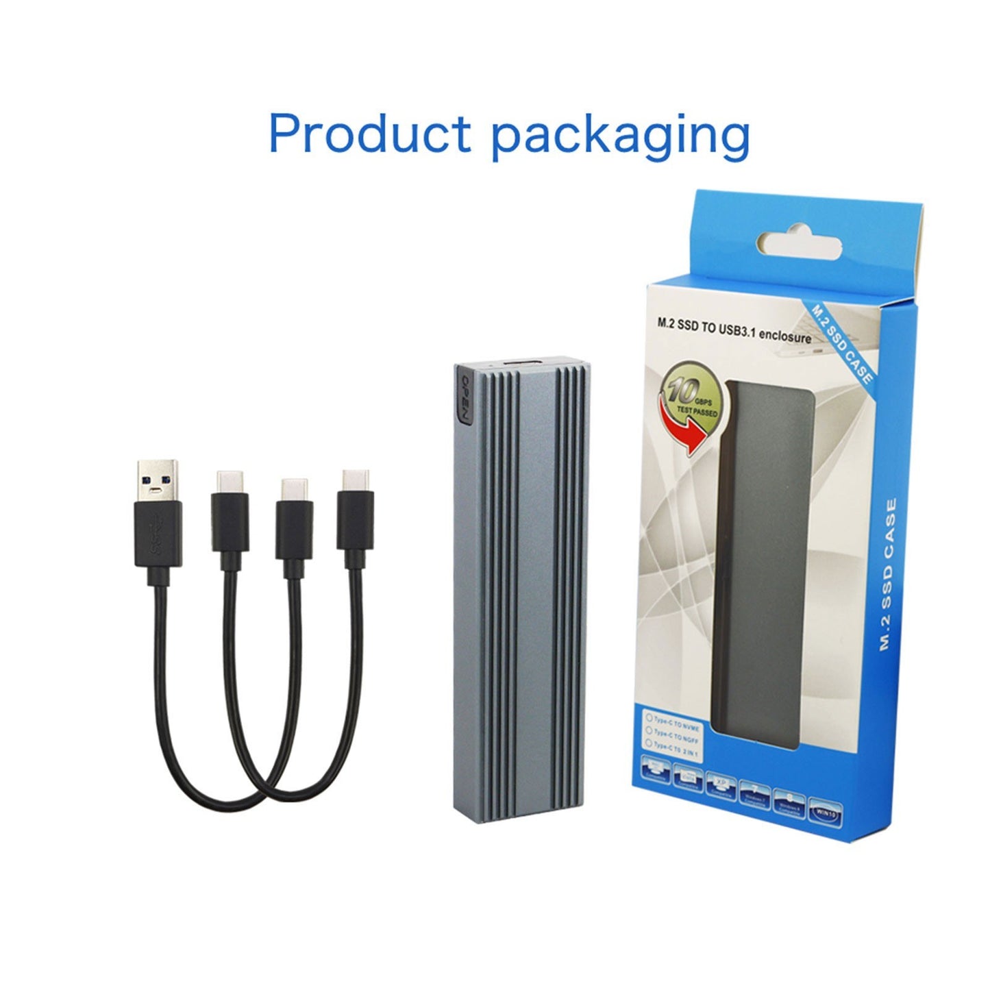 M.2 SSD Enclosure NVMe PCIe & NGFF SATA to USB-C 3.1 Adapter Dual Protocol Case