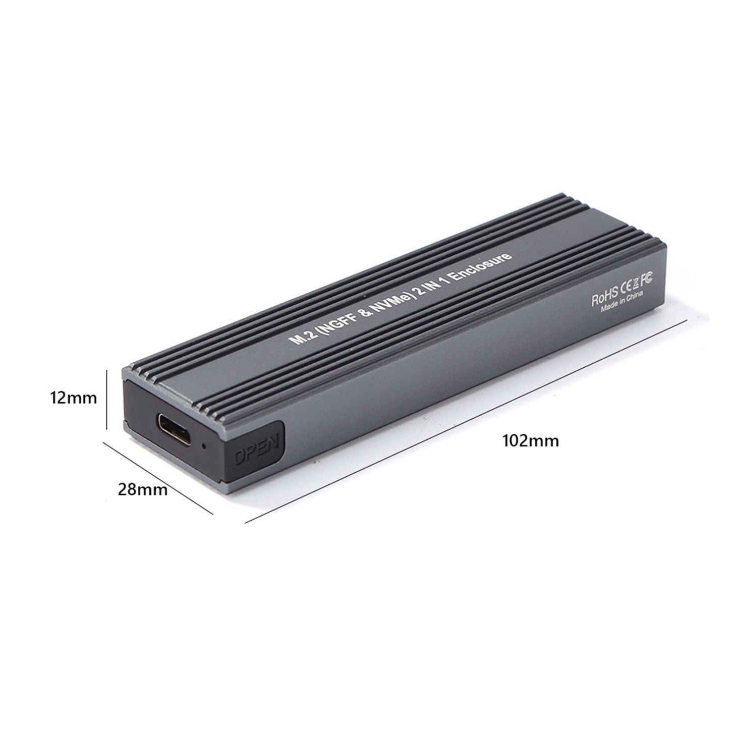 M.2 SSD Enclosure NVMe PCIe & NGFF SATA to USB-C 3.1 Adapter Dual Protocol Case
