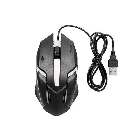 Ergonomic Wired Gaming Mouse 1200DPI USB, Optical with Colorful Breathing Light - Black (Model: CM-818)