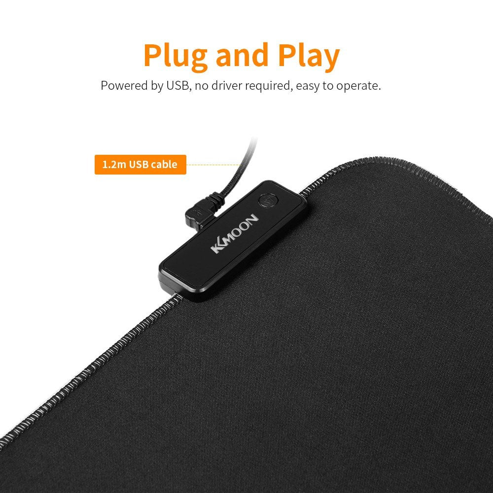 KKmoon RGB Soft Gaming Mouse Pad – 340x245mm, Glowing, Anti-Slip Rubber, Locking Edge