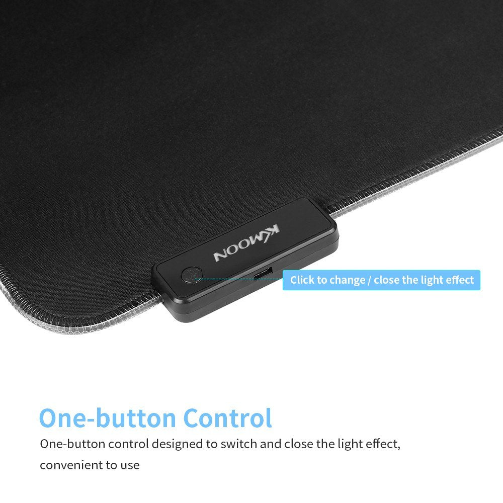 KKmoon RGB Soft Gaming Mouse Pad – 340x245mm, Glowing, Anti-Slip Rubber, Locking Edge
