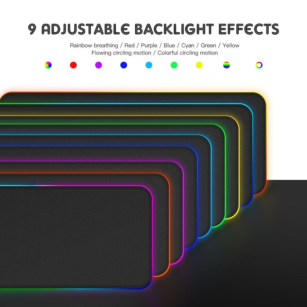 KKmoon RGB Soft Gaming Mouse Pad – 340x245mm, Glowing, Anti-Slip Rubber, Locking Edge
