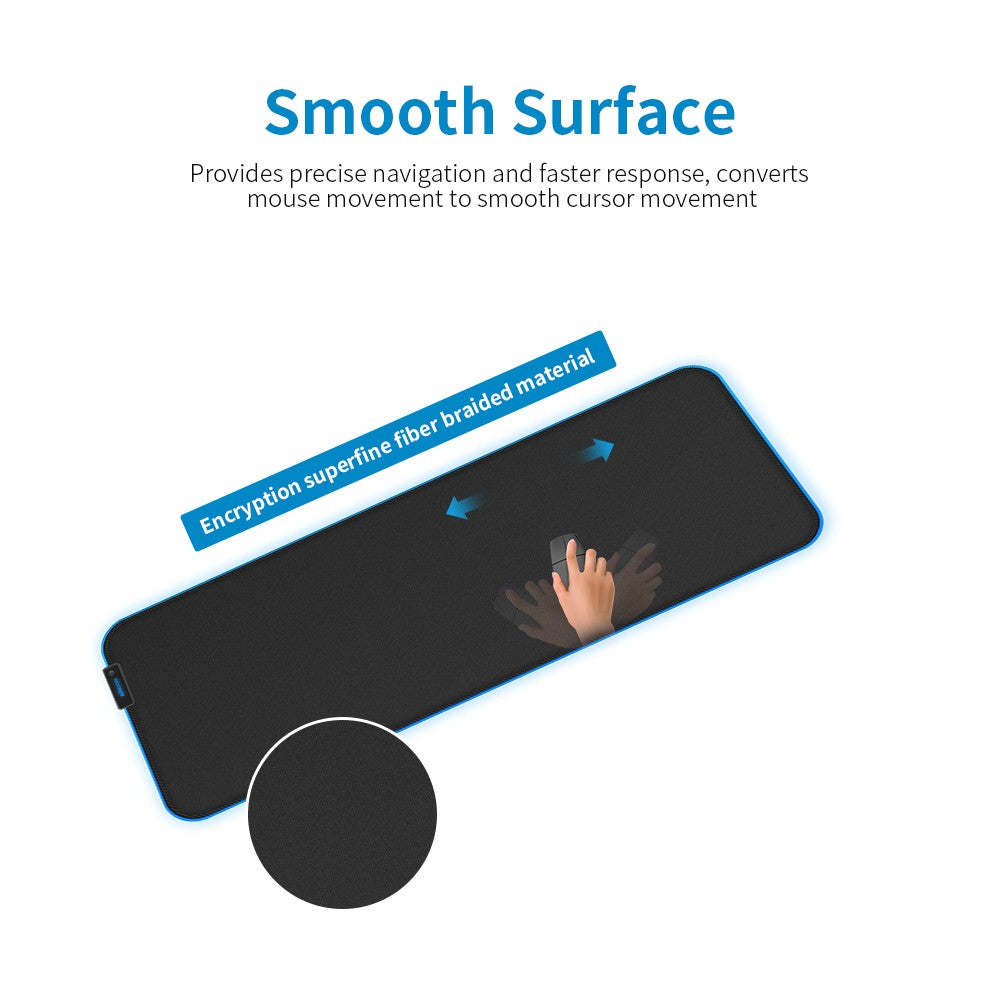 KKmoon RGB Soft Gaming Mouse Pad – 340x245mm, Glowing, Anti-Slip Rubber, Locking Edge
