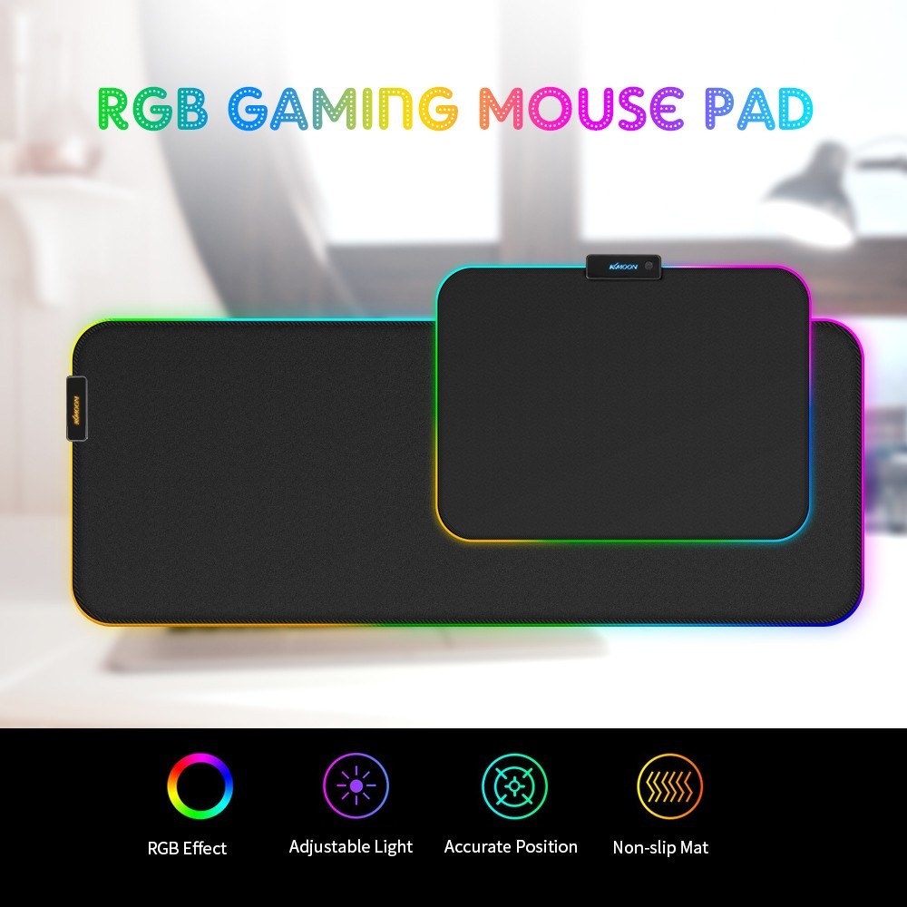 KKmoon RGB Soft Gaming Mouse Pad – 340x245mm, Glowing, Anti-Slip Rubber, Locking Edge