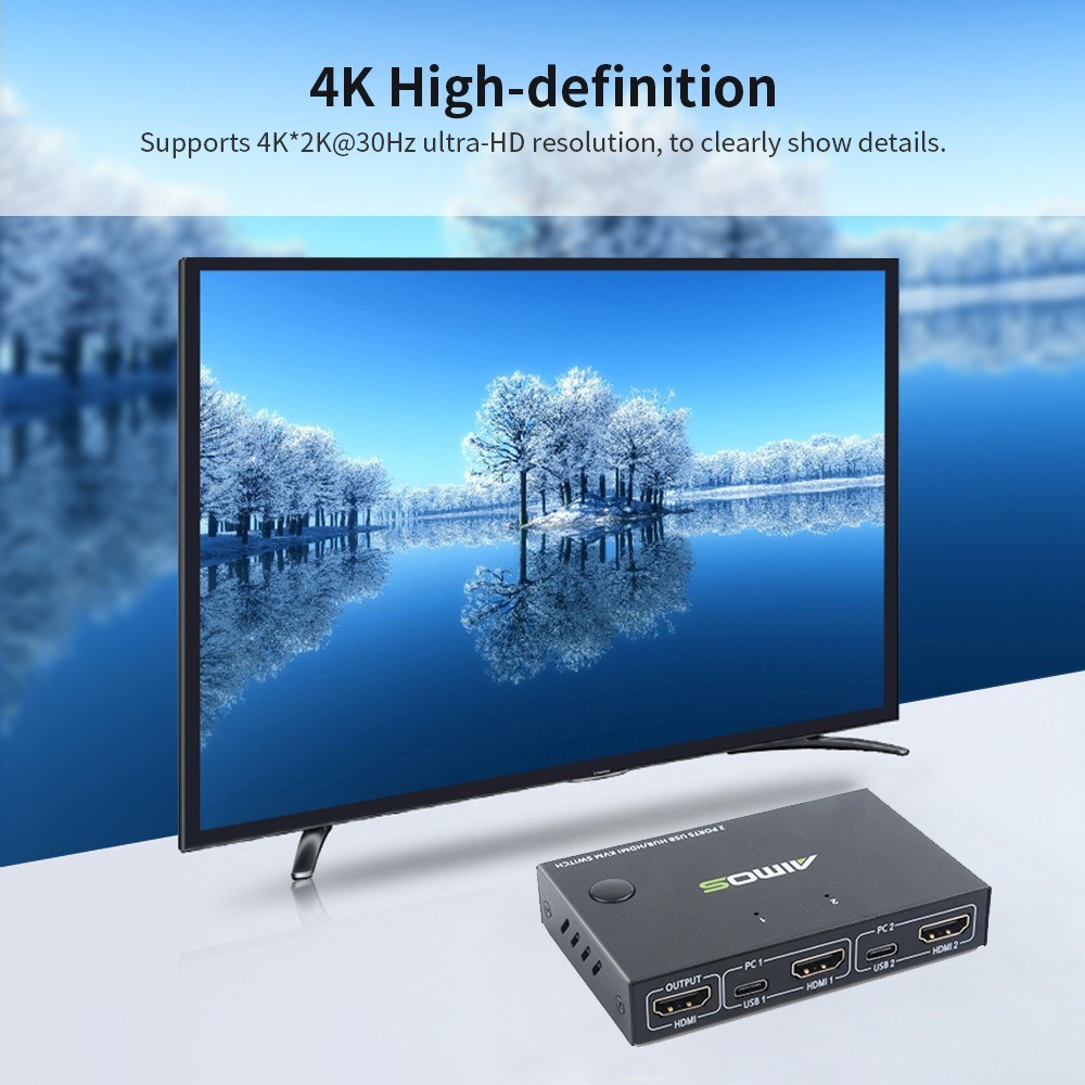 AIMOS 2-Port HDMI KVM Switch AM-KVM201CC