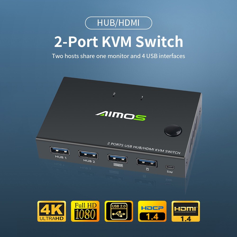 AIMOS 2-Port HDMI KVM Switch AM-KVM201CC