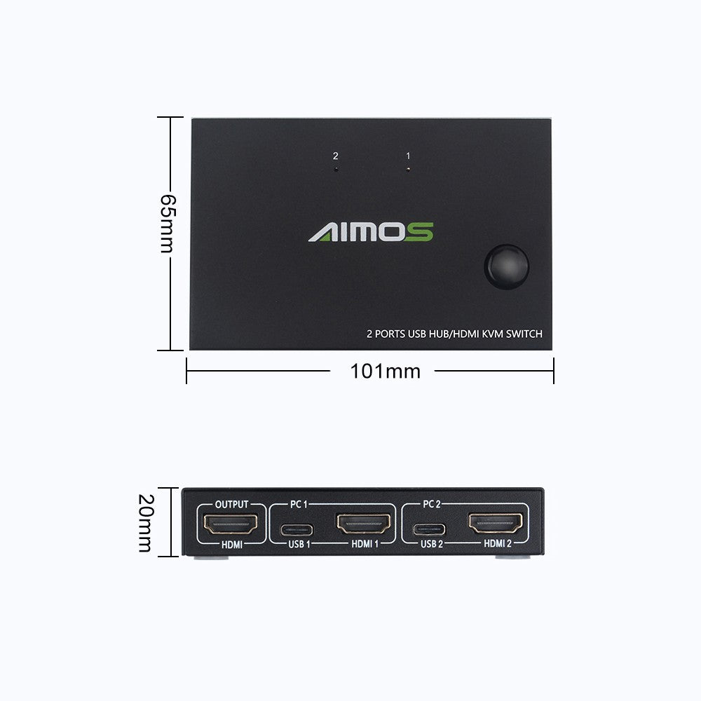 AIMOS 2-Port HDMI KVM Switch AM-KVM201CC