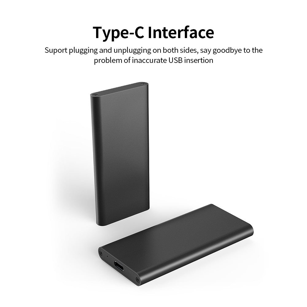 Silver Gray USB 3.1 Type-C to mSATA SSD Enclosure - Portable High-Speed Solid State Drive Box