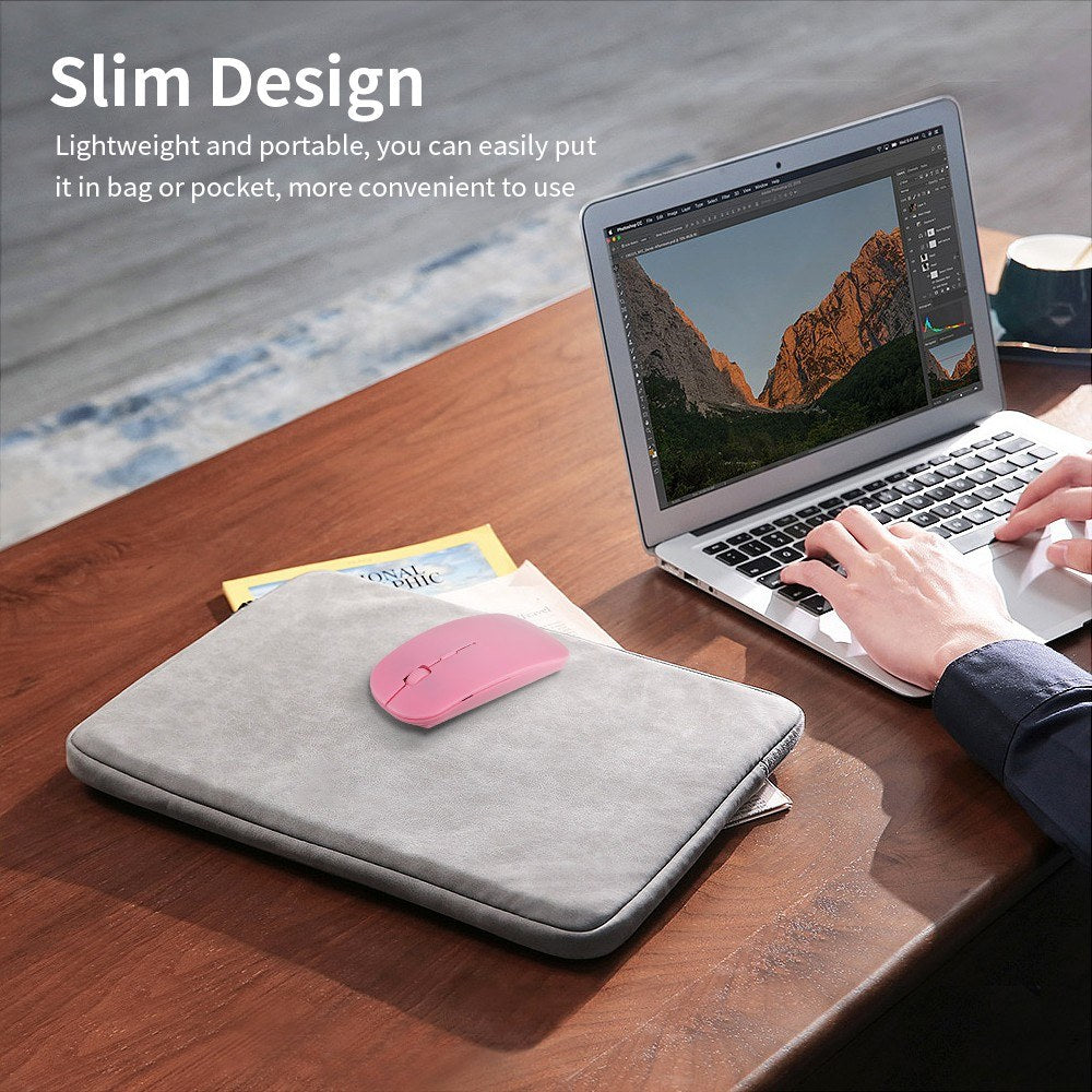 Black Ultra-Thin 2.4G Wireless Optical Mouse - 4 Keys, 1600DPI, Mute for Desktop & Laptop
