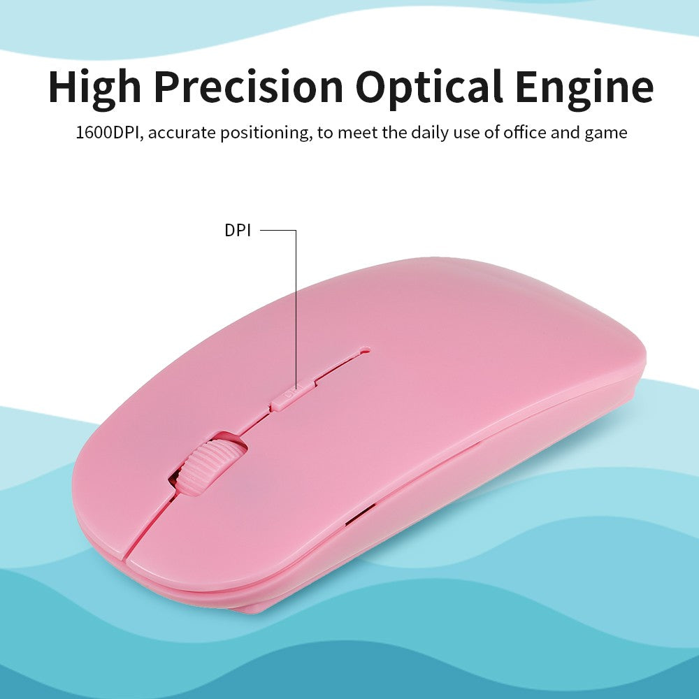 Black Ultra-Thin 2.4G Wireless Optical Mouse - 4 Keys, 1600DPI, Mute for Desktop & Laptop