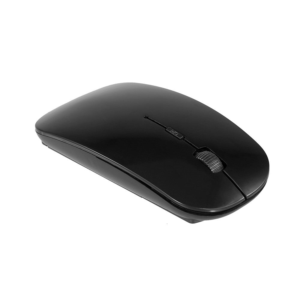Black Ultra-Thin 2.4G Wireless Optical Mouse - 4 Keys, 1600DPI, Mute for Desktop & Laptop