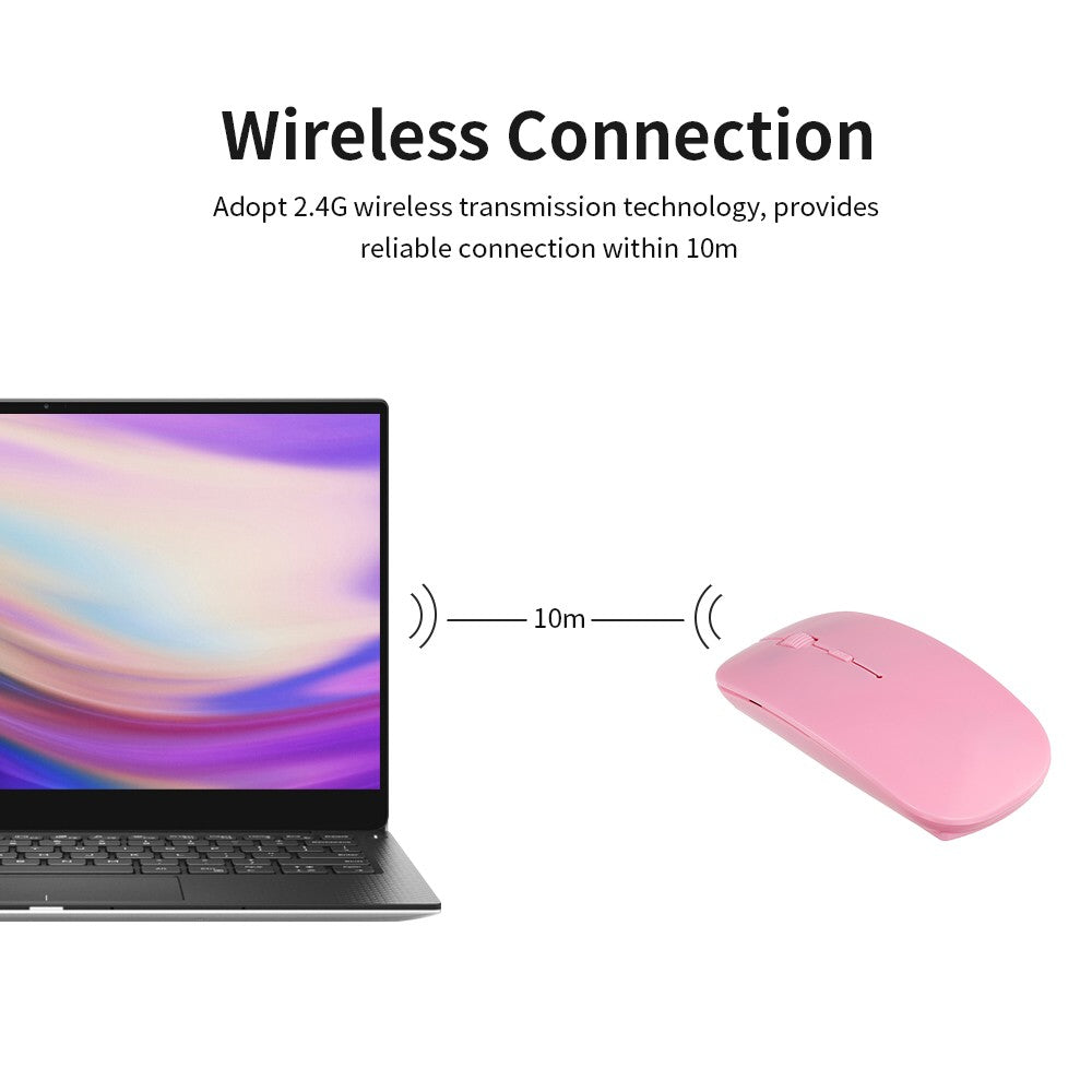Black Ultra-Thin 2.4G Wireless Optical Mouse - 4 Keys, 1600DPI, Mute for Desktop & Laptop