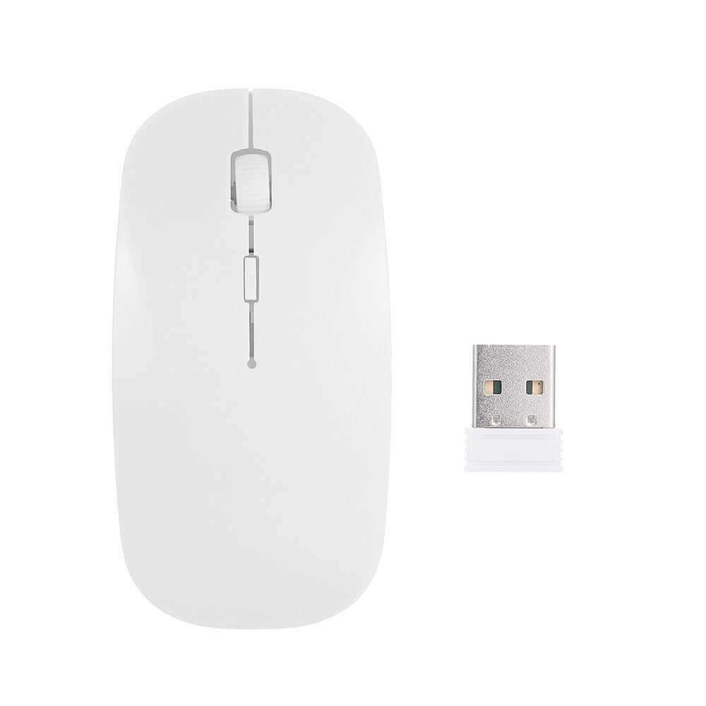 Black Ultra-Thin 2.4G Wireless Optical Mouse - 4 Keys, 1600DPI, Mute for Desktop & Laptop