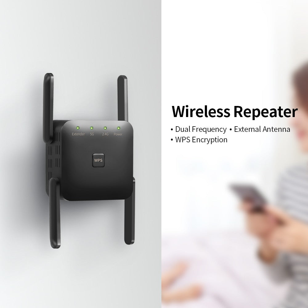 1200Mbps Dual Band WiFi Repeater Signal Booster for Home & Office - EU Plug, White
