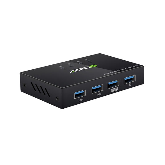 USB Switcher Hub, AIMOS AM-404K 4-Port for Printer, Keyboard, Mouse, U Disk, HDD Controller - Black