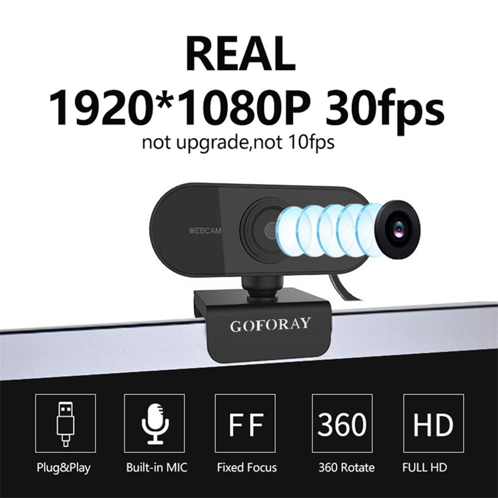 HD 1080P Webcam with 2MP Camera & Noise-Reduction Microphone, USB Plug & Play for Laptop/Desktop/TV