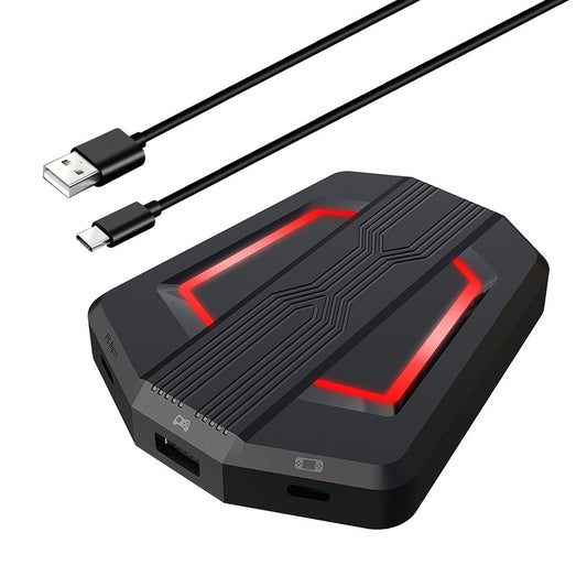 Portable HXSJ P6 Keyboard & Mouse Adapter for N-Switch, PS4, PS3, Xbox One, 360 with Four-Color Breathing Light