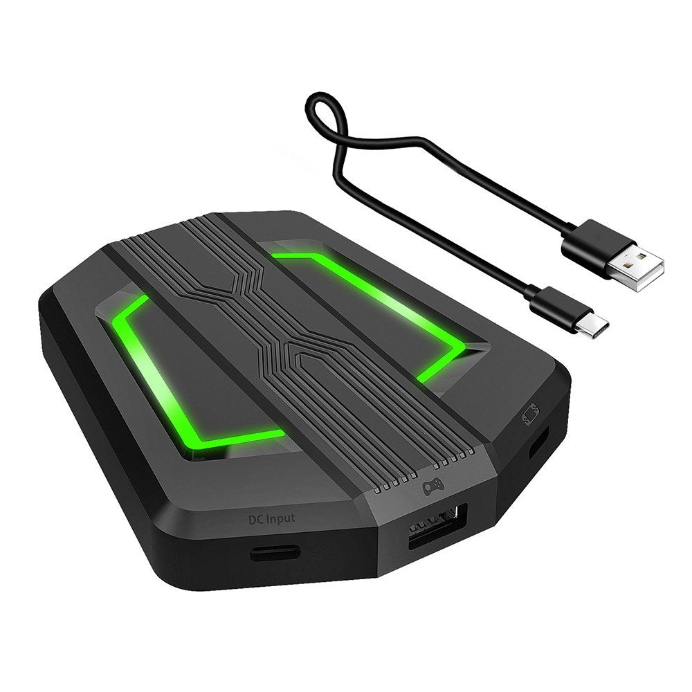 Portable HXSJ P6 Keyboard & Mouse Adapter for N-Switch, PS4, PS3, Xbox One, 360 with Four-Color Breathing Light