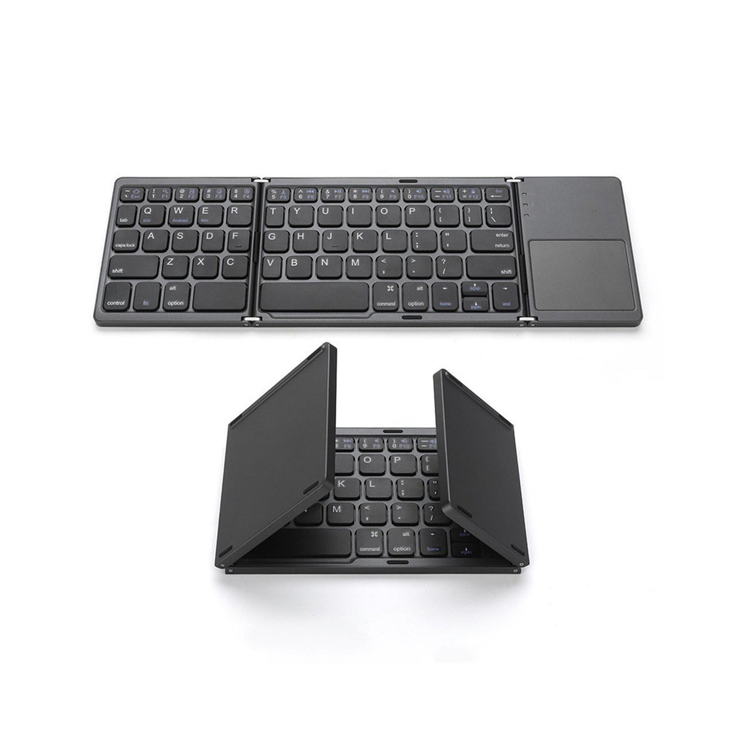 Ultra Slim Wireless Bluetooth Folding Keyboard with Touchpad for Windows/Android/iOS - Grey