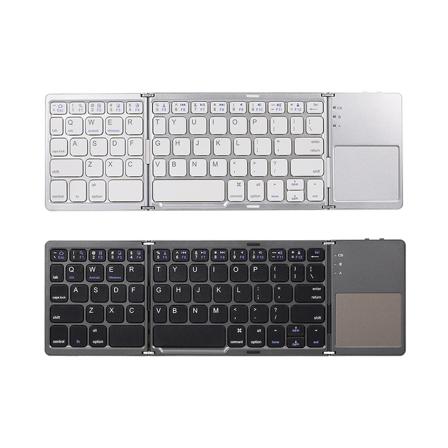 Ultra Slim Wireless Bluetooth Folding Keyboard with Touchpad for Windows/Android/iOS - Grey