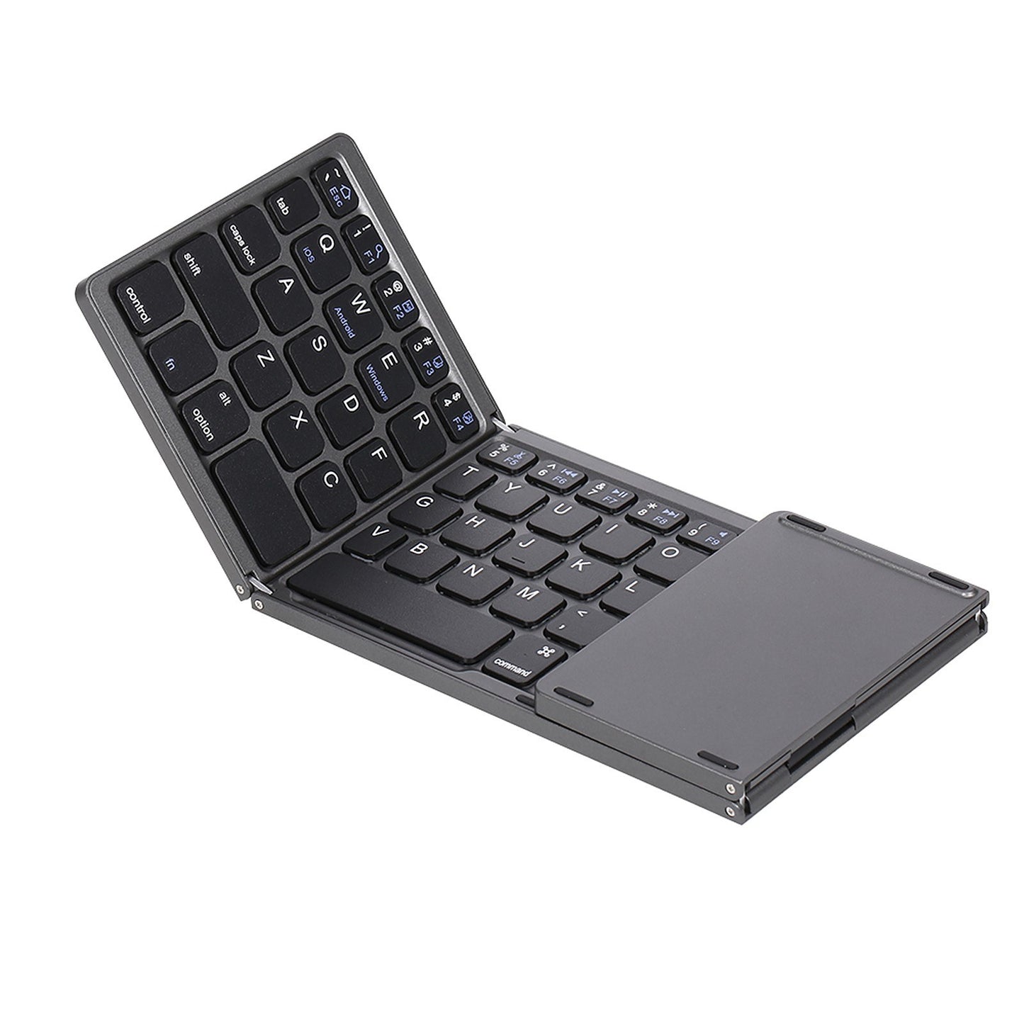 Ultra Slim Wireless Bluetooth Folding Keyboard with Touchpad for Windows/Android/iOS - Grey