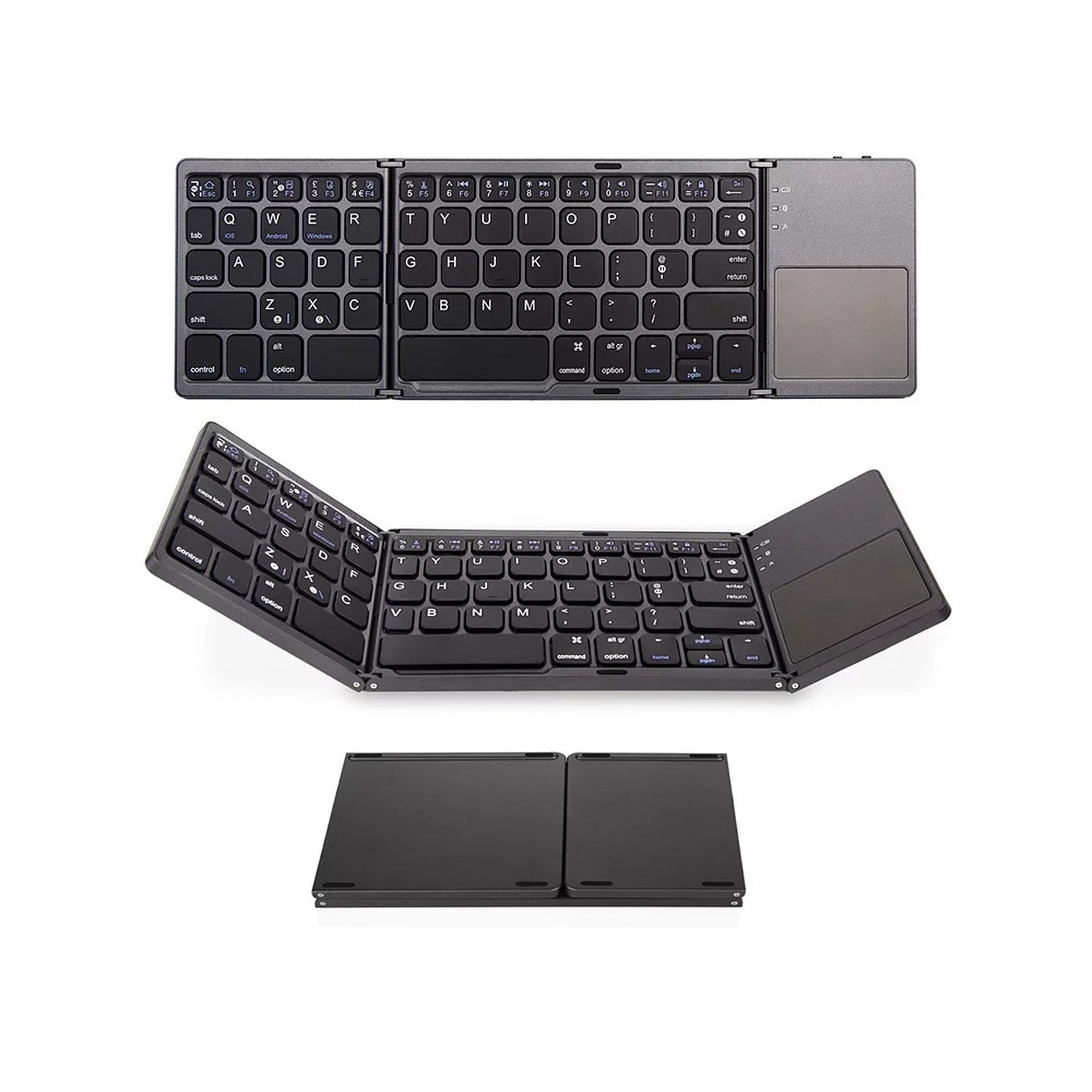 Ultra Slim Wireless Bluetooth Folding Keyboard with Touchpad for Windows/Android/iOS - Grey