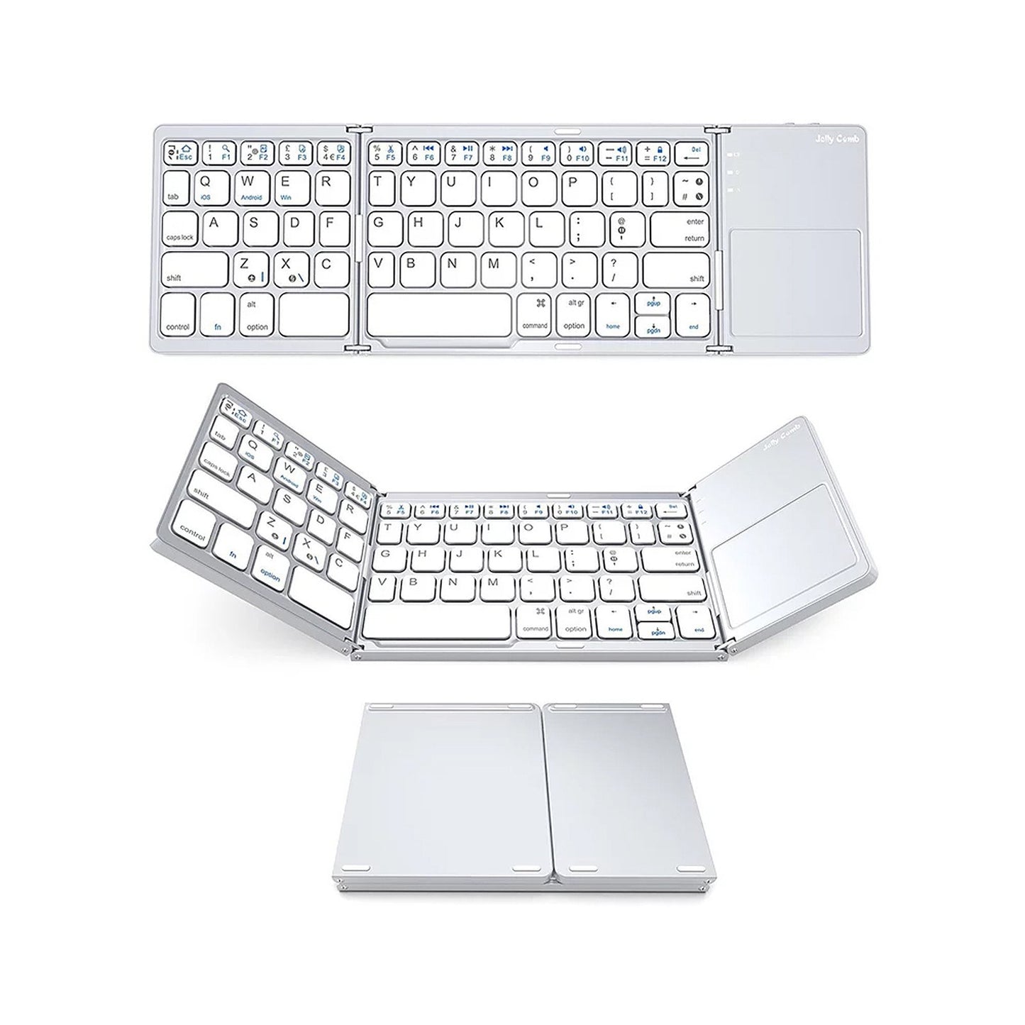 Ultra Slim Wireless Bluetooth Folding Keyboard with Touchpad for Windows/Android/iOS - Grey