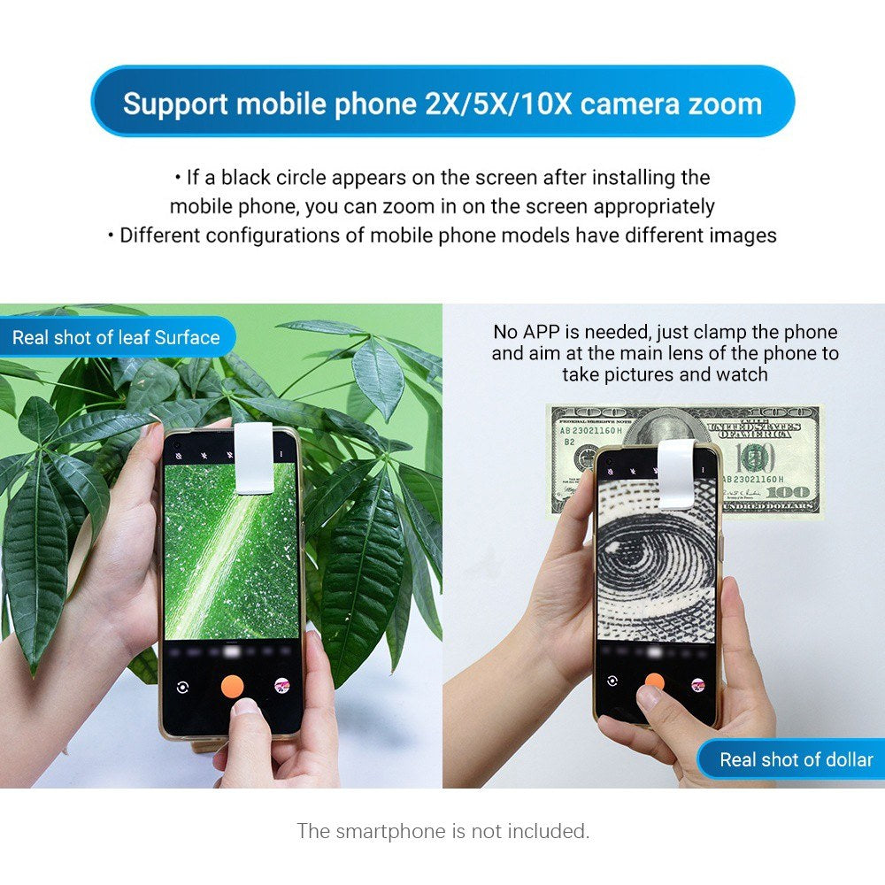 200X Professional Phone Microscope Lens - APEXEL MS002 with Universal Clip for Plant, Insect, Hair, Skin, Jewelry, Jade Appraisal & Electronics Testing
