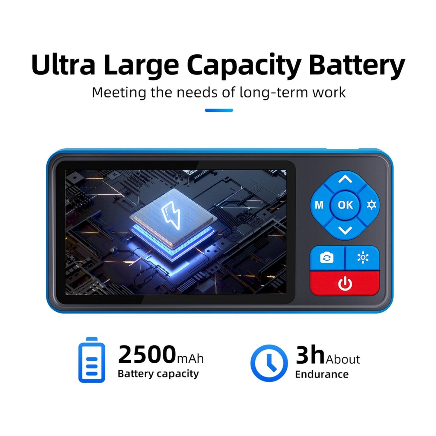 720P Dual Lens Endoscope Camera with 4.5in IPS Screen, 16.4ft Waterproof Probe, Adjustable Brightness