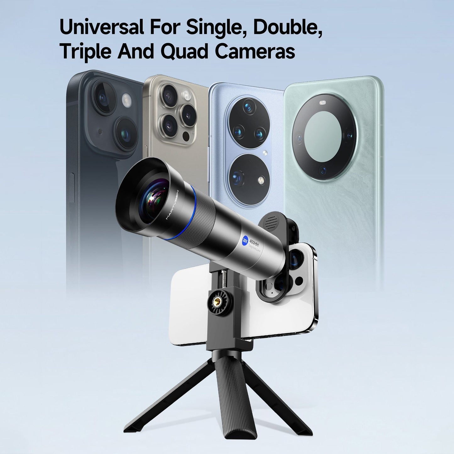 MARTVSEN 28X Monocular Telescope with Tripod, Lens Adapter & Phone Clip