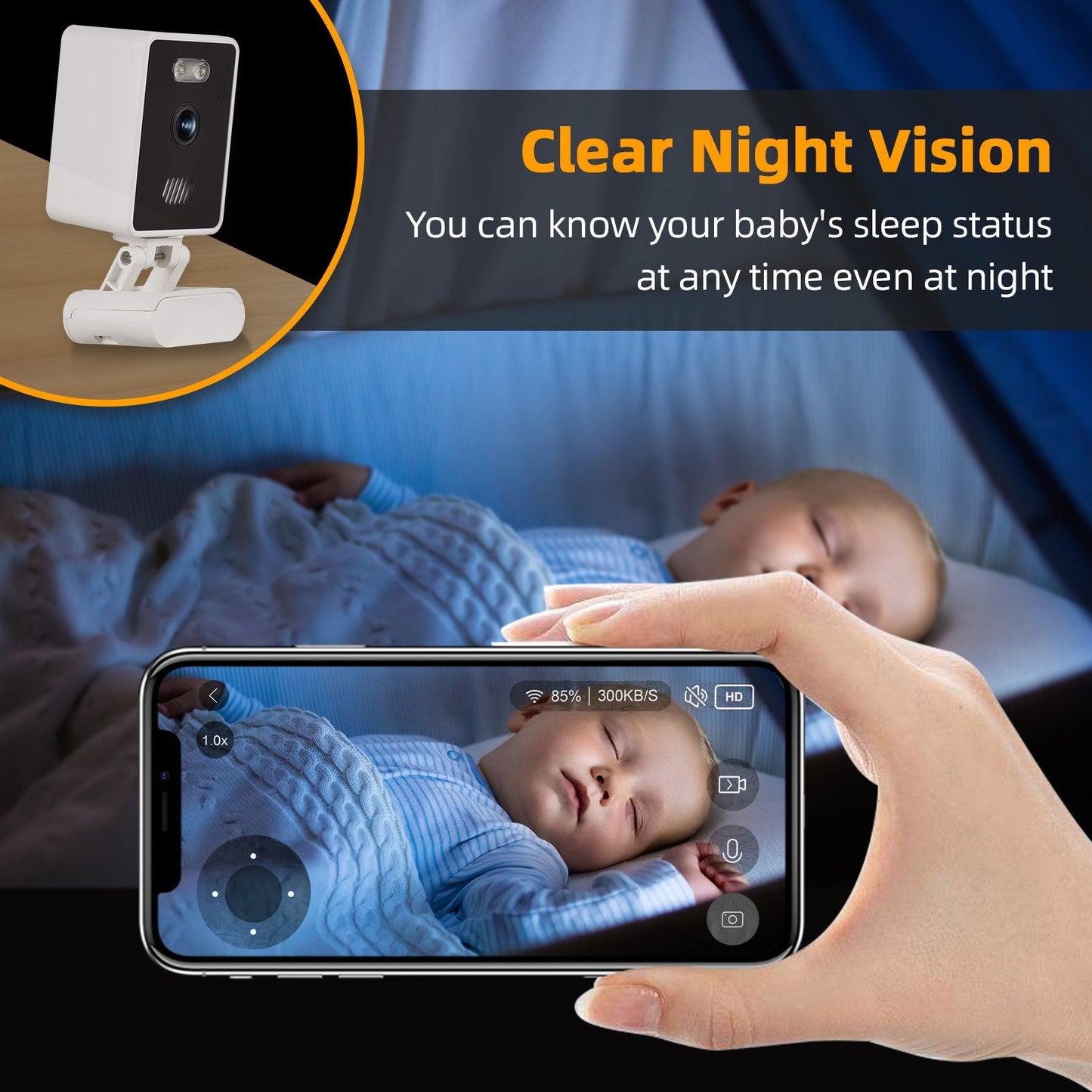 1080P WiFi Indoor Security & Pet Camera with Phone App, 2MP