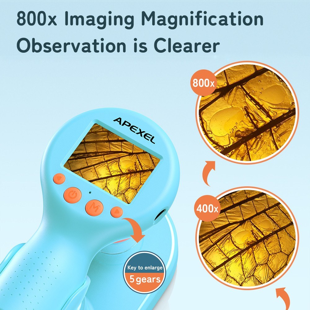 APEXEL Kids Digital Microscope with Camera - APL-MS201 Handheld Model