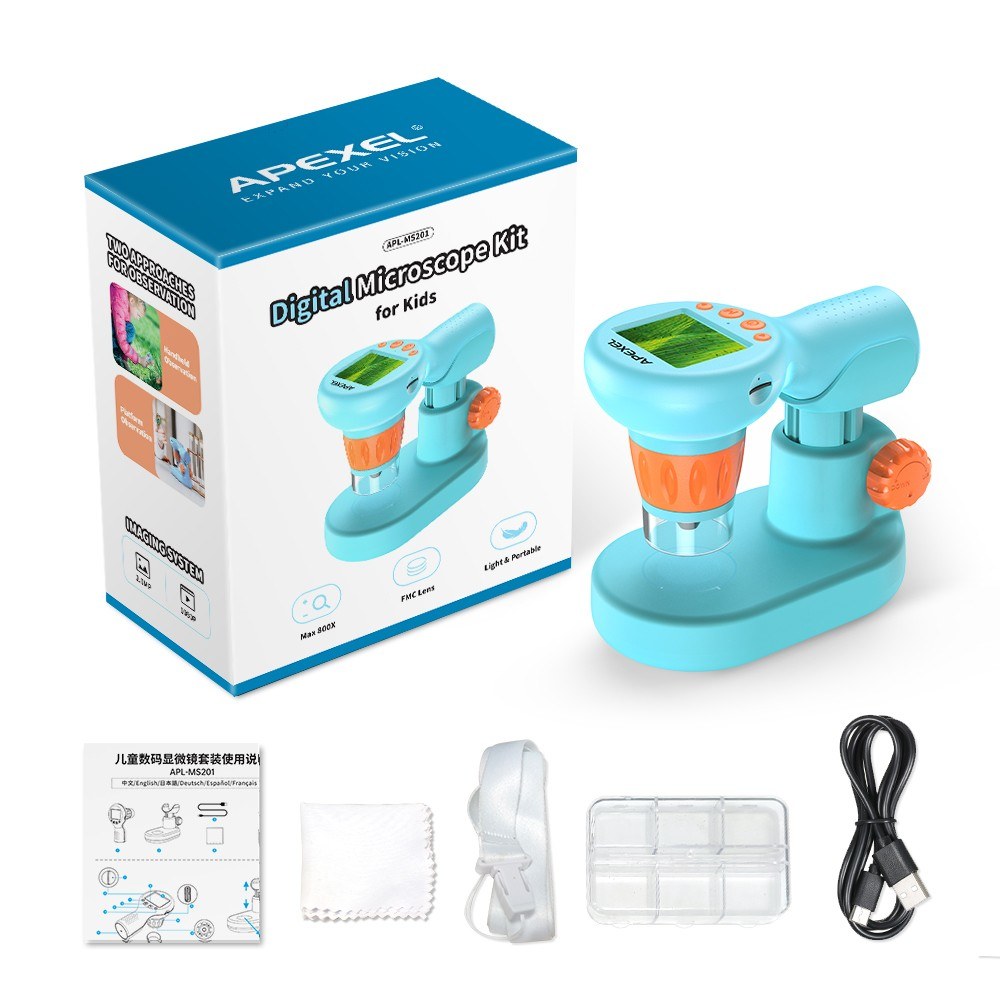 APEXEL Kids Digital Microscope with Camera - APL-MS201 Handheld Model