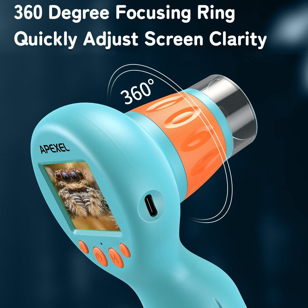 APEXEL Kids Digital Microscope with Camera - APL-MS201 Handheld Model
