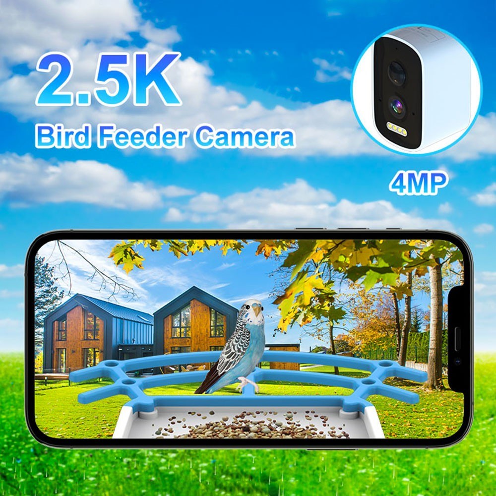Solar-Powered Smart Bird Feeder with 4MP Camera and 2L Capacity for Outdoors