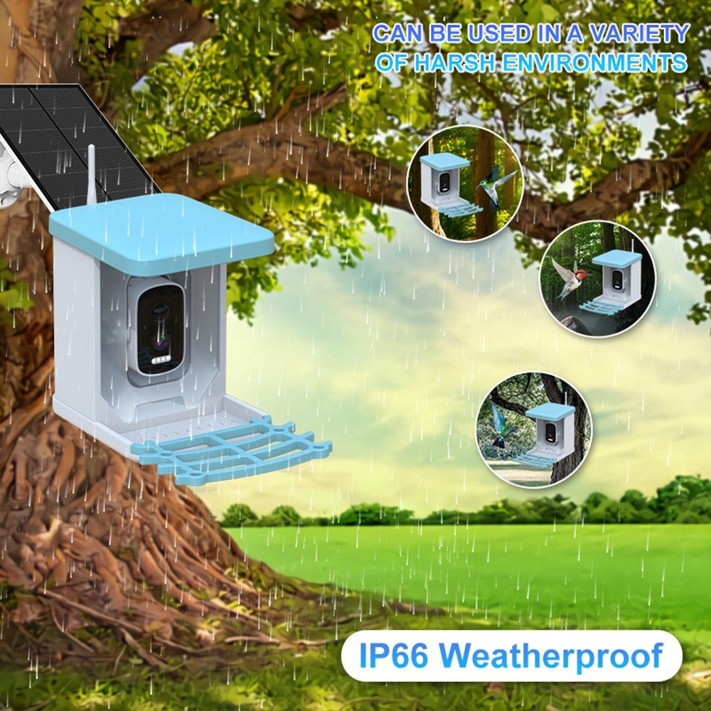 Solar-Powered Smart Bird Feeder with 4MP Camera and 2L Capacity for Outdoors