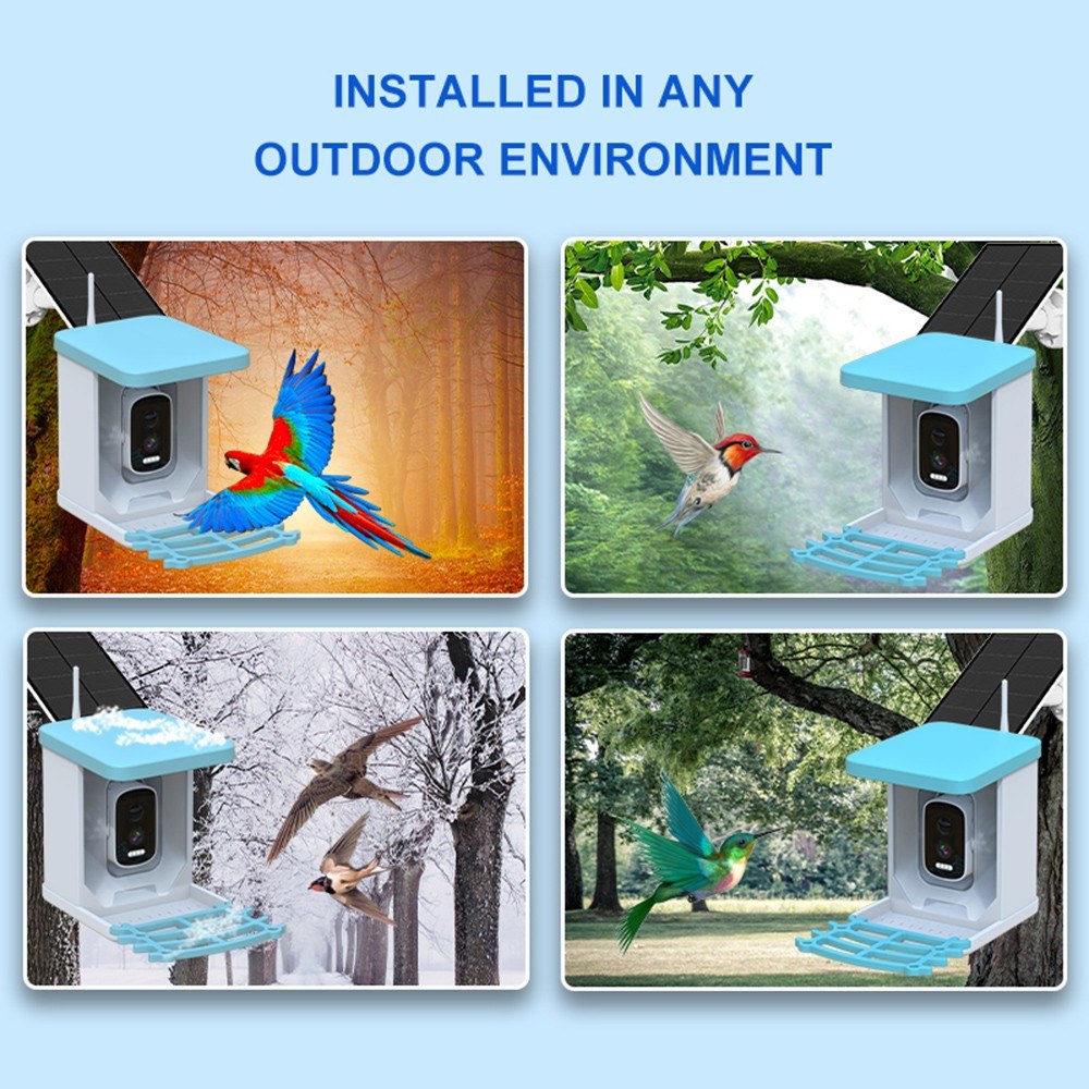 Solar-Powered Smart Bird Feeder with 4MP Camera and 2L Capacity for Outdoors