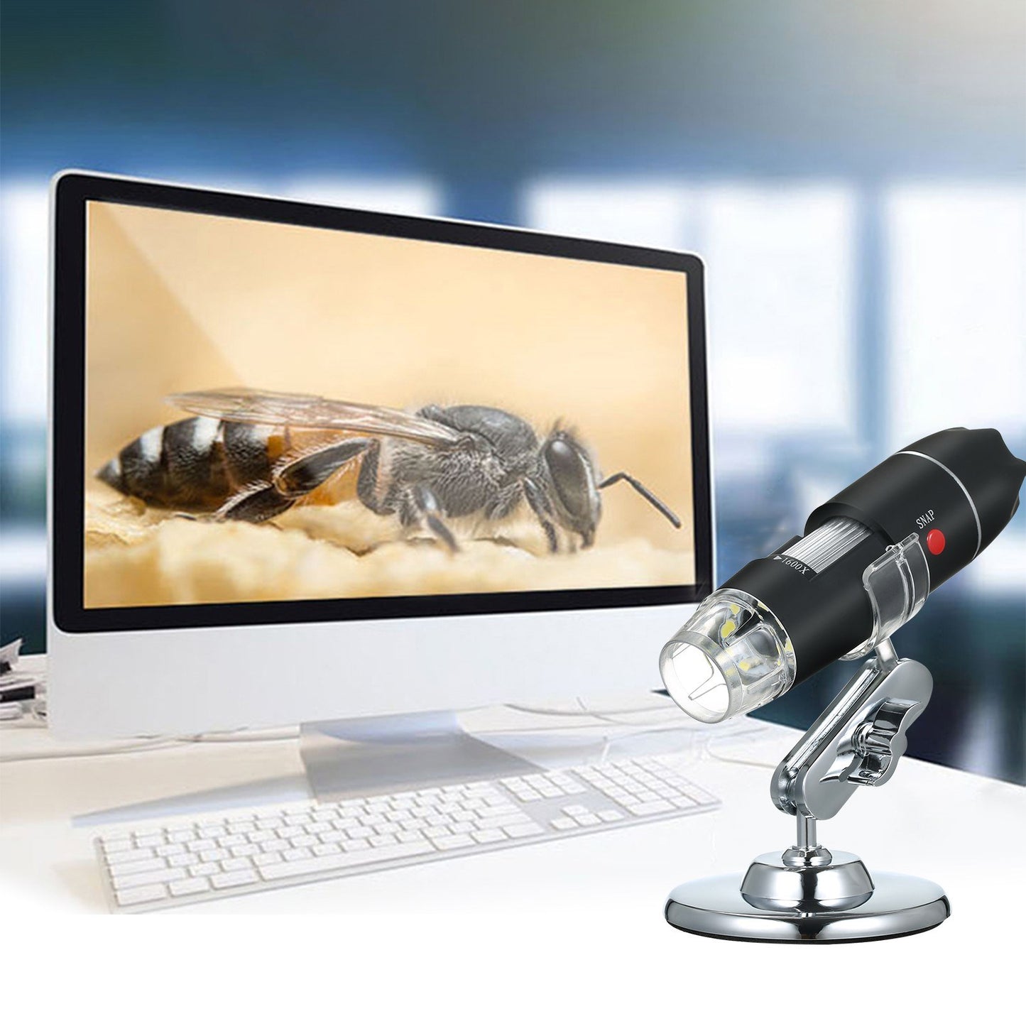 1600X USB Digital Microscope with 8 LED Lights & Stand – Portable Handheld Inspection Camera