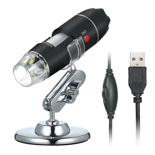 1600X USB Digital Microscope with 8 LED Lights & Stand – Portable Handheld Inspection Camera