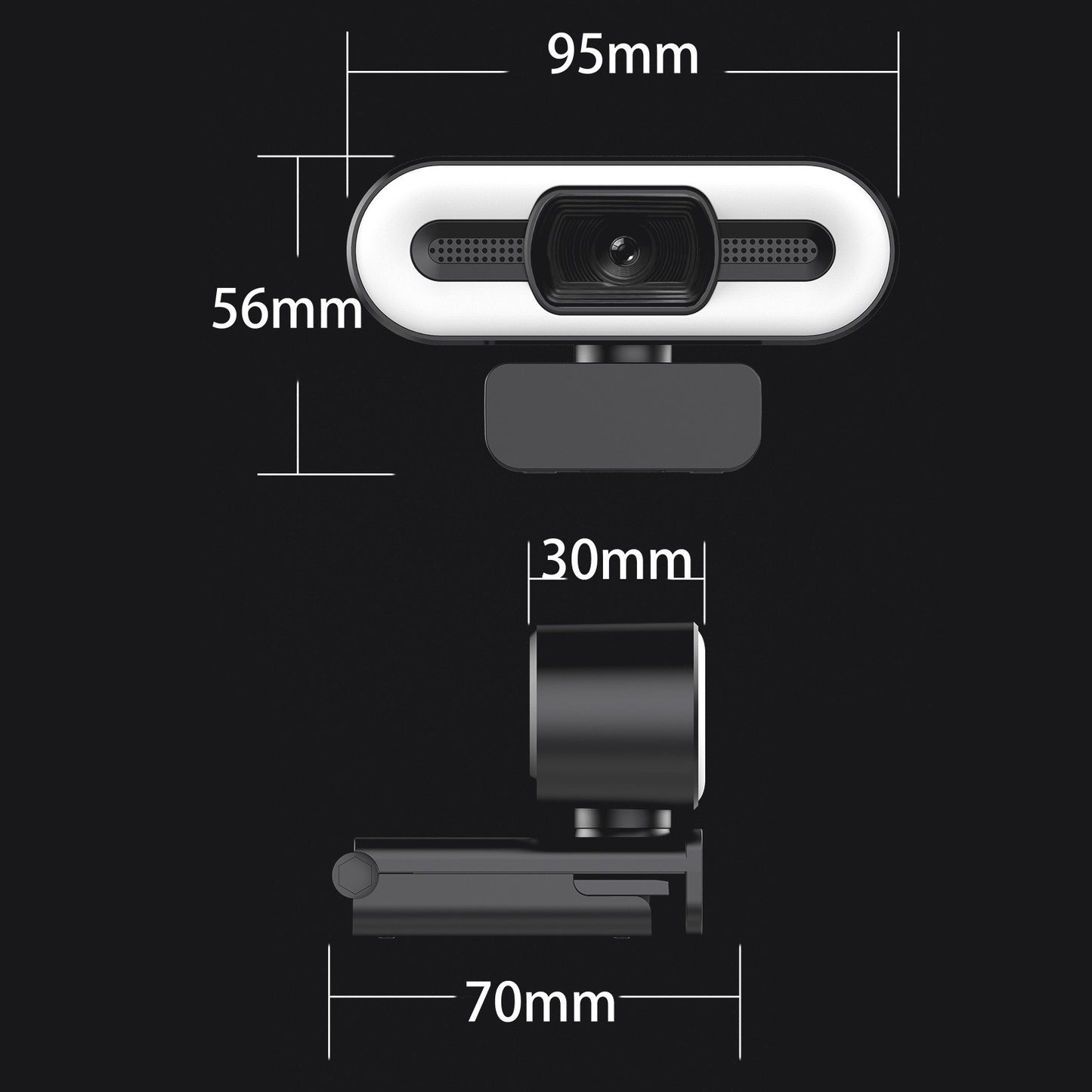 4K USB Webcam with Built-in Microphone and Lighting