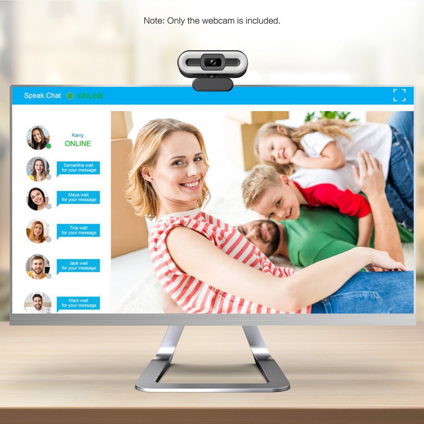 4K USB Webcam with Built-in Microphone and Lighting