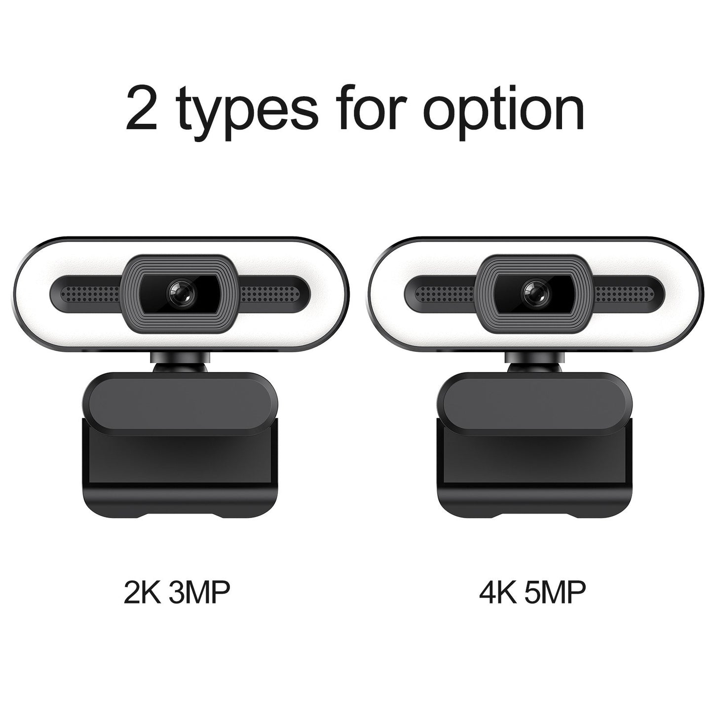 4K USB Webcam with Built-in Microphone and Lighting