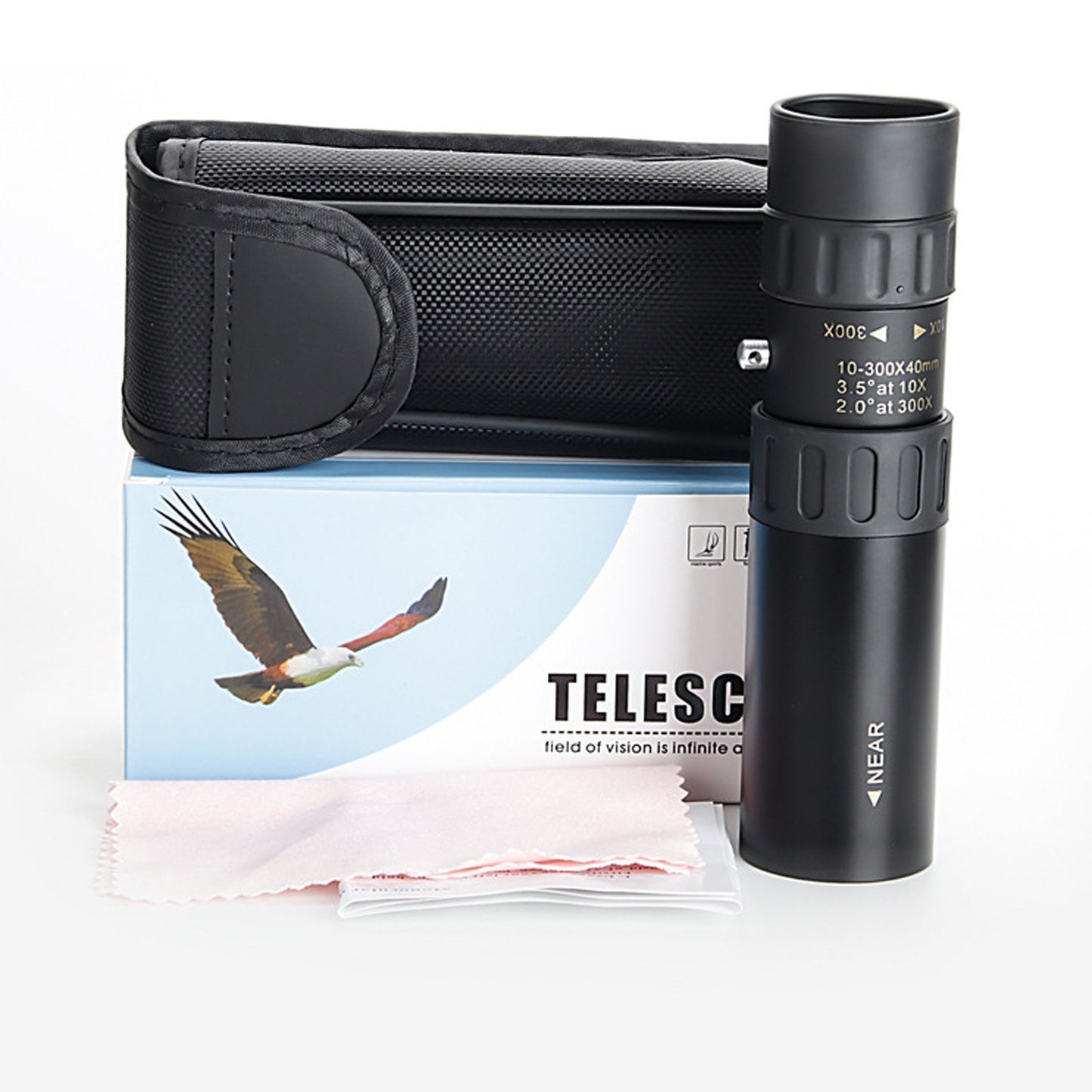 Compact Waterproof Monocular Telescope 10X-300X