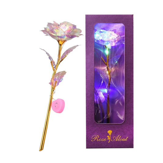 LED Galaxy Rose with Golden Foil - Perfect Mothers Day, Birthday, & Valentines Gift for Women