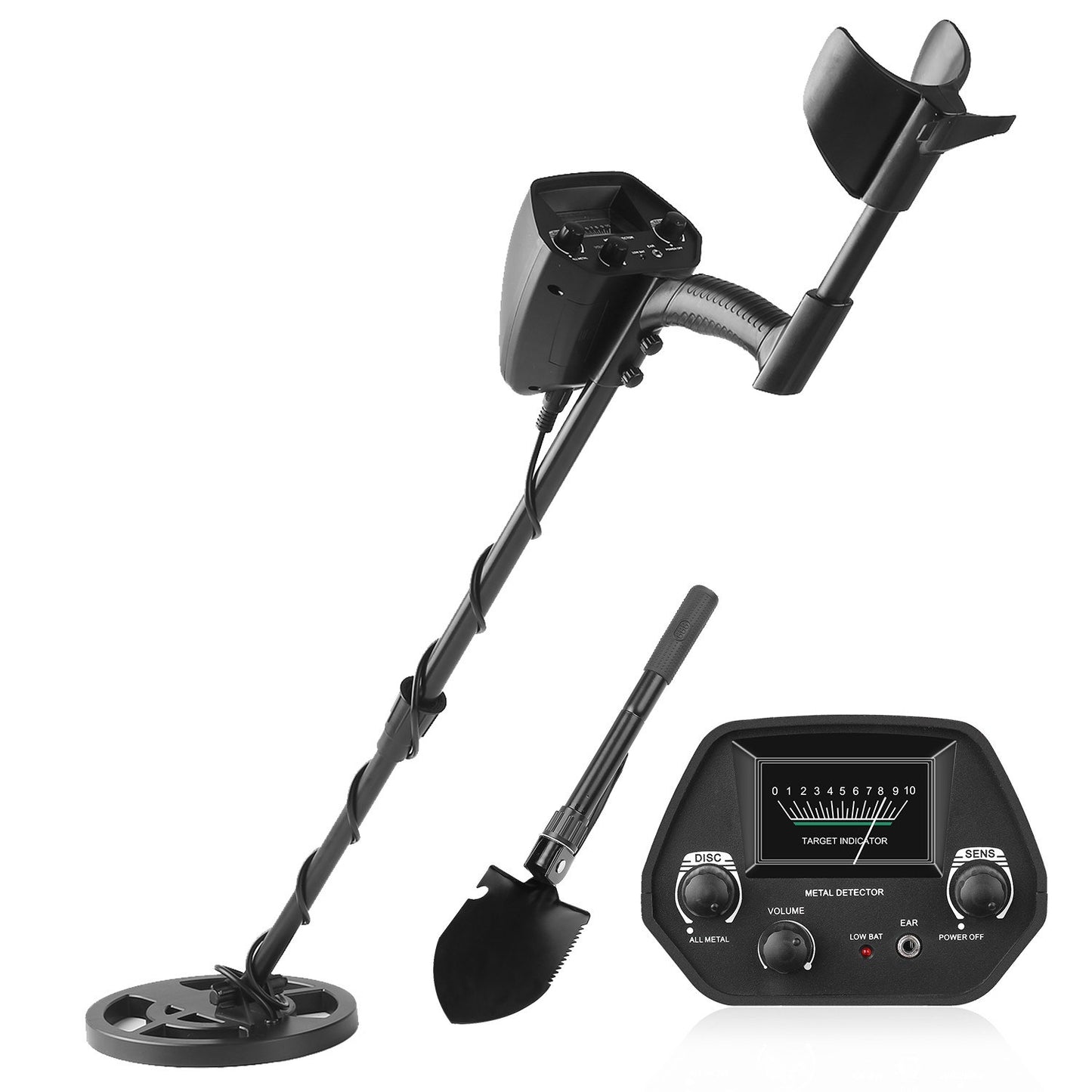 Portable Metal Detector for Beginners - Gold Finder & Treasure Hunter with Headphones, Shovel, and Pouch