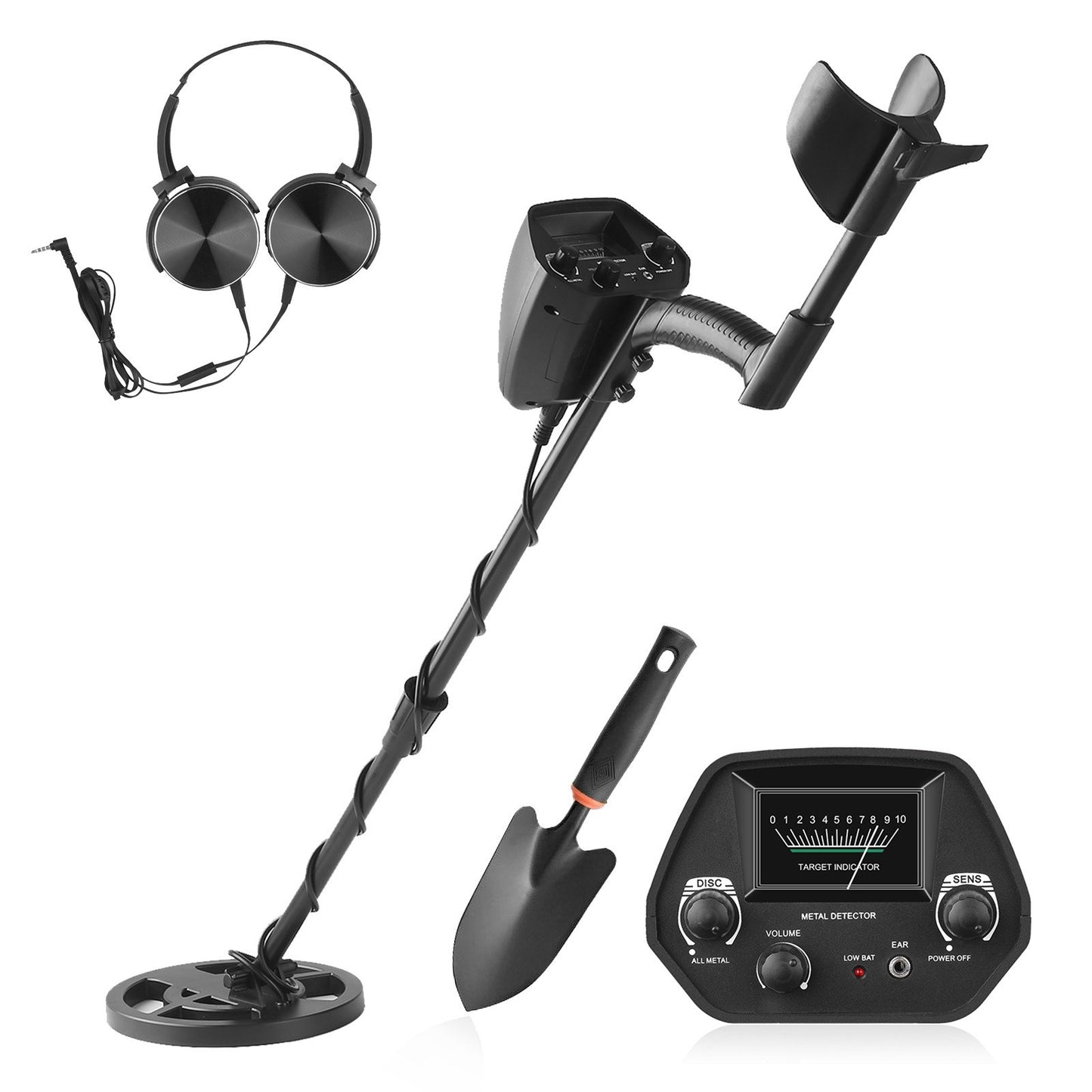 Portable Metal Detector for Beginners - Gold Finder & Treasure Hunter with Headphones, Shovel, and Pouch