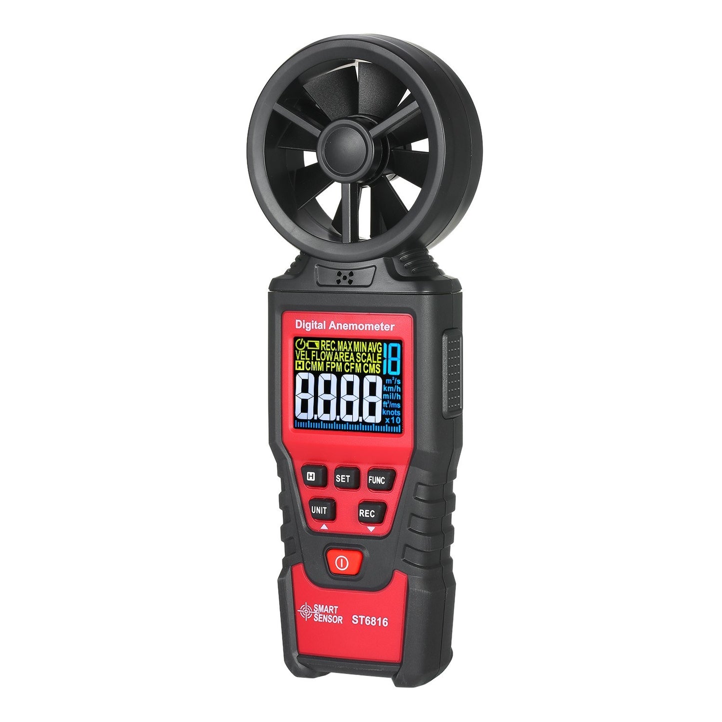 Handheld Digital Anemometer ST6816: Wind Speed Meter with LCD Backlight (0.40-30.00m/s), Maximum/Minimum/Average Value, Storage Bag Included (Batteries Not Included)