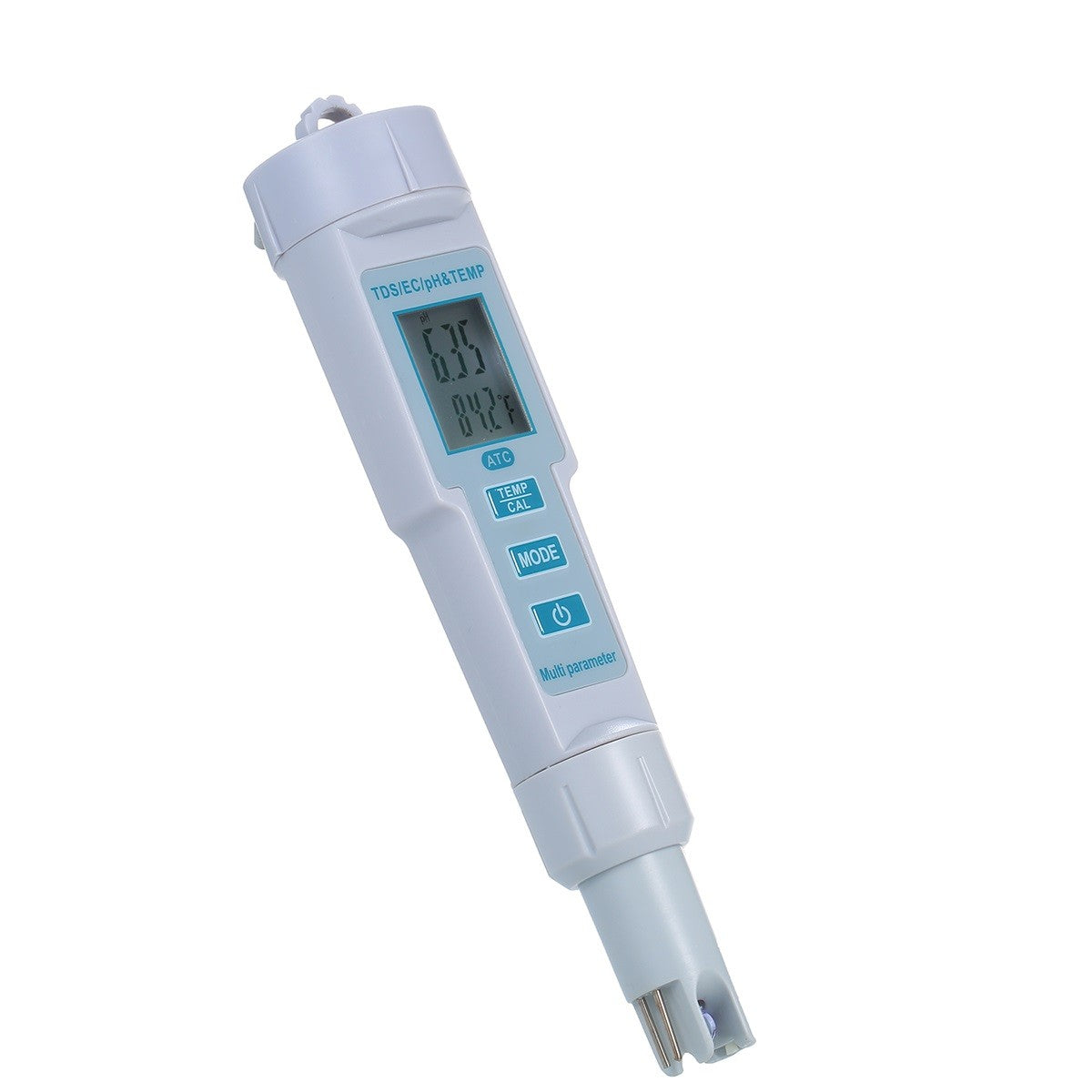 4-in-1 Water Quality Tester: pH, EC, TDS & Temperature Meter, IP55 Waterproof, Auto Shutdown, Backlit Display - White PH-686