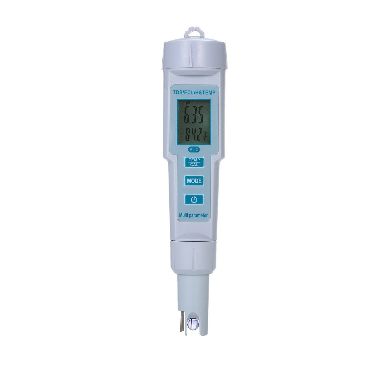 4-in-1 Water Quality Tester: pH, EC, TDS & Temperature Meter, IP55 Waterproof, Auto Shutdown, Backlit Display - White PH-686